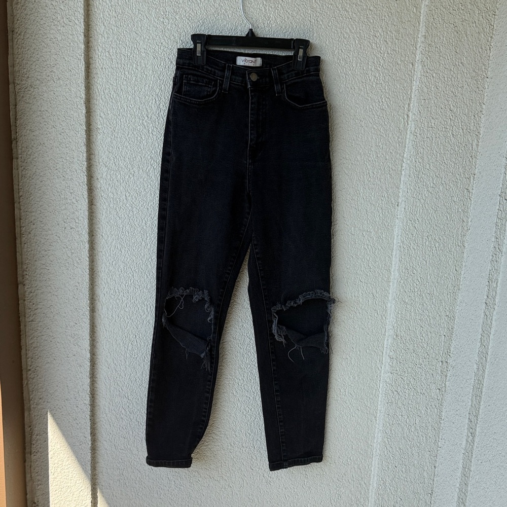 Vibrant High Rise Distressed Jeans - Black